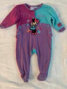 Vintage Minnie Mouse Purple & Teal Fleece One-Piece